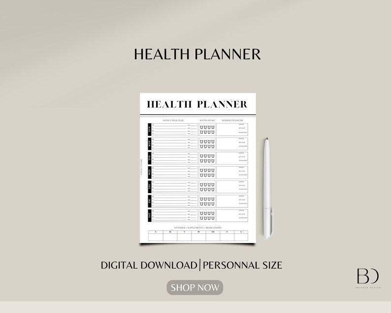 PRINTABLE Health Planner Printable Health Planner Page - Etsy Canada