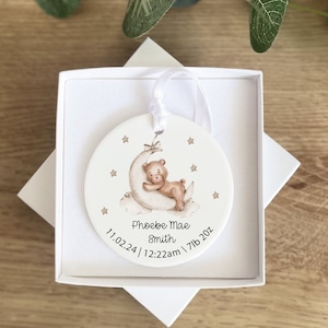 New Baby Birth Celebration Gift, Newborn Keepsake gift, Newborn Ornament, New baby personalised Ceramic ornament, Baby Birth Record.