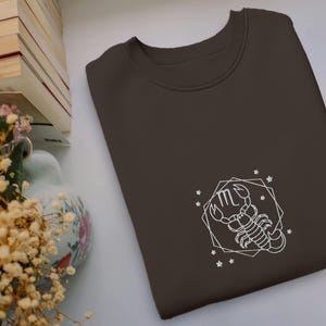 Scorpio Unisex Embroidered Organic Sweatshirt. Scorpio Zodiac Sign Sweatshirt. Comfortable Astrology Sweatshirt with Scorpion and Star