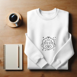 Aries zodiac sign unisex embroidered sweatshirt. Astrology sweatshirt with ram and stars. Aries Horoscope Stylish Sweatshirt