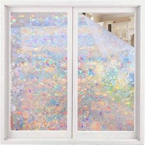 Window Privacy Film Rainbow Window Clings Decorative Vinyl Stained Glass  Decals Static Cling Glass Sticker Non-adhesive 