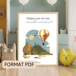 FORMATO PDF - Póster infantil positivo | “Cada día es una nueva aventura” | Decoración de dormitorios | Motivación y alegría