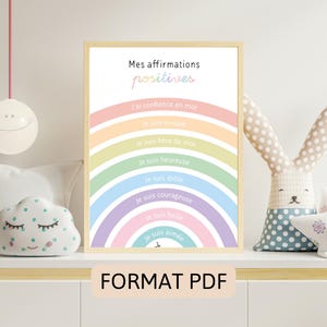 FORMAT PDF - Affiche affirmations positives enfant version garçon | Développement confiance en soi & estime de soi | Décoration Chambre