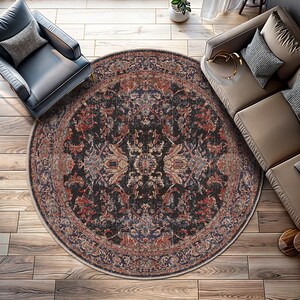 Dark Red Terracotta Rug for Living Room Oriental Area Rug Washable ...