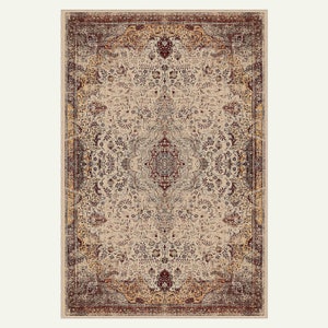 Burgundy Beige Cream Traditional Bordered, Turkish Rug Vintage Style, Rug for Hall, Rug for Bedroom, Classical Home Decor, Free Delivery zdjęcie 2