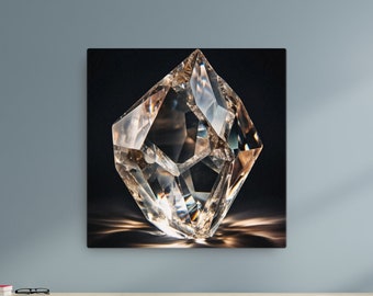 Diamond Shape Crystal Wall Hanging,  Diamond , Crystal Point Canvas Wall Art, Stone Wall Art, Crystal Decor
