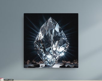 Diamant Wandkunst, Kristallpunkt Wandkunst, Moderne Kristall Wanddekor, Kristall Wandbehang, Leinwand Wandkunst