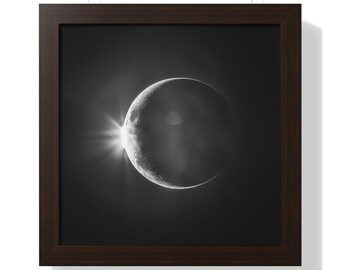 Regalo conmemorativo de eclipse lunar, póster enmarcado de luna llena, arte espacial en blanco y negro, regalos de astronomía de astronautas, decoración de pared de eclipse