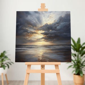 Beach Canvas Wall Art, Resort Wall Art, Nautical Gifts, Coastal Home Decor, Sunrise Ocean Print, Seaside Landscape, Beach Sunset Painting