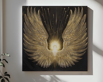 Angel Seraphim Canvas Wall Art Decor, Biblically Accurate Angel Bedroom Canvas Wall Art, Healing Protector Art, Christian Housewarming Gift