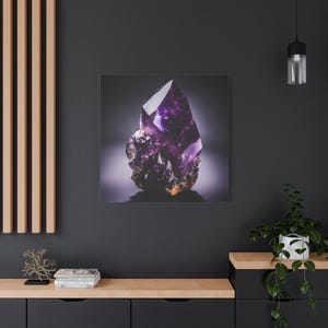 Modern Amethyst Purple Gemstone Canvas Wall Art, Black Violet Crystal Wall Art, Luxury Geode Art, Miners Precious Stone Farmhouse Decor image 6