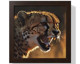 Cheetah Framed Poster Decor, Big Cat Wall Art, Jungle Wildlife Print, Safari Animal Decor, Modern Home Artwork, Animal Lover Gifts