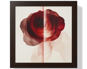 Abstract Red Rose Framed Wall Art Print - Modern Floral Decor - Botanical Watercolor Painting - Romantic Home Decor - Floral Wall Art