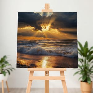 Beach Canvas Wall Art, Resort Wall Art, Nautical Gifts, Coastal Home Decor, Sunrise Ocean Print, Seaside Landscape, Beach Sunset Painting