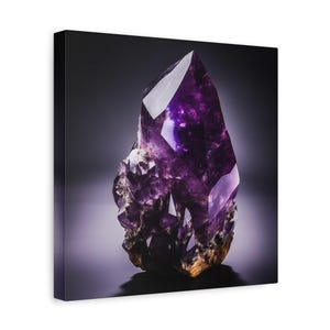 Modern Amethyst Purple Gemstone Canvas Wall Art, Black Violet Crystal Wall Art, Luxury Geode Art, Miners Precious Stone Farmhouse Decor image 3