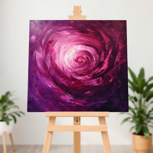 Abstract Pink Rose Painting | Modern Floral Wall Art | Textured Romantic Flower Canvas Print | Expressive Rose Artwork | Artistic Rose Print