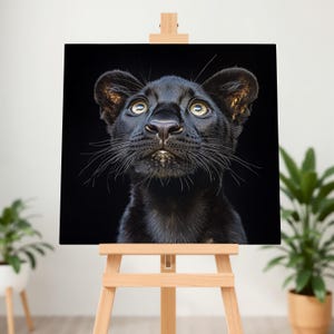 Panther Canvas Wall Art, Black Panther Print, Big Cat Wildlife Decor, Jungle Animal Artwork, Fierce Panther Eyes, Modern Wall Decor
