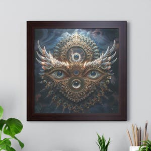 Biblically Accurate Angel Ophanim Canvas Wall Hanging Art Decor, Spiritual Aura Living Room Wall Art Canvas, Office Positive Vibe Art