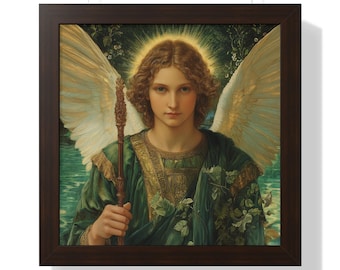 Archangel Raphael Healing Decor Framed Vertical Poster, Christian Gifts, Protection Decor Print Wall Art, Religious Artwork, Home Decor