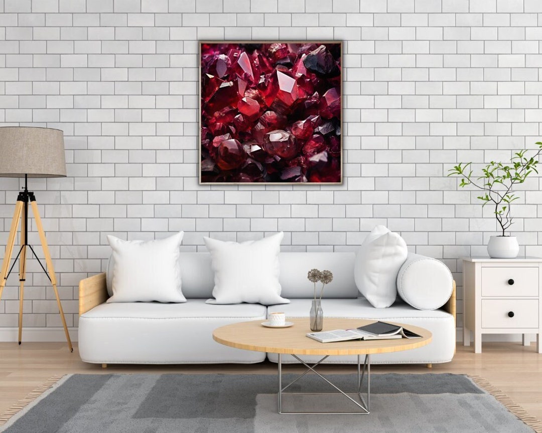 Crystal Wall Art, Modern Gemstone Wall Art, Ruby Crystal Frame Wall Art