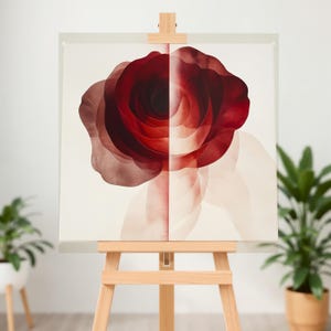 Impression d&#39;art murale abstraite rose rouge - décoration florale moderne - aquarelle botanique romantique - décoration d&#39;intérieur romantique - art mural floral