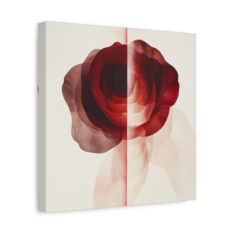 Abstract Red Rose Wall Art Print - Modern Floral Decor - Romantic ...