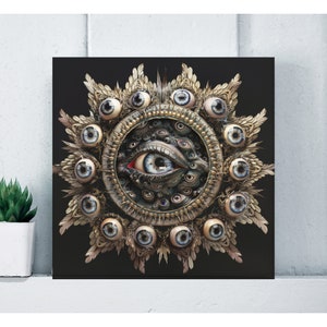 Angel Ophanim Wall Art Canvas Hanging Decor, Biblically Accurate Angel Bedroom Canvas Wall Art, Christmas Gift, Christian Housewarming Gift