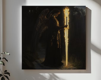 炎の剣の天使：エデンの園聖書アートポスター - Etsy 日本