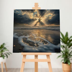 Beach Canvas Wall Art, Resort Wall Art, Nautical Gifts, Coastal Home Decor, Sunrise Ocean Print, Seaside Landscape, Beach Sunset Painting