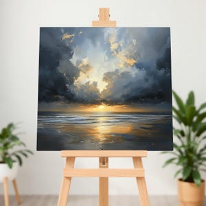 Beach Canvas Wall Art, Resort Wall Art, Nautical Gifts, Coastal Home Decor, Sunrise Ocean Print, Seaside Landscape, Beach Sunset Painting