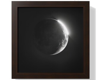 Regalo de recuerdo de arte de pared de eclipse lunar, póster enmarcado de luna llena, arte espacial en blanco y negro, regalos de astronomía de astronautas, decoración de pared de eclipse