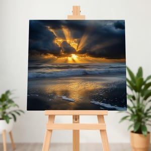Beach Canvas Wall Art, Resort Wall Art, Nautical Gifts, Coastal Home Decor, Sunrise Ocean Print, Seaside Landscape, Beach Sunset Painting