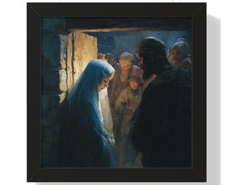 Mary and Joseph Framed Poster, Christmas Christian Gift Wall Art, Religious Wall Decor