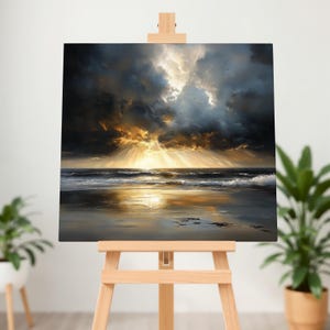 Beach Canvas Wall Art, Resort Wall Art, Nautical Gifts, Coastal Home Decor, Sunrise Ocean Print, Seaside Landscape, Beach Sunset Painting
