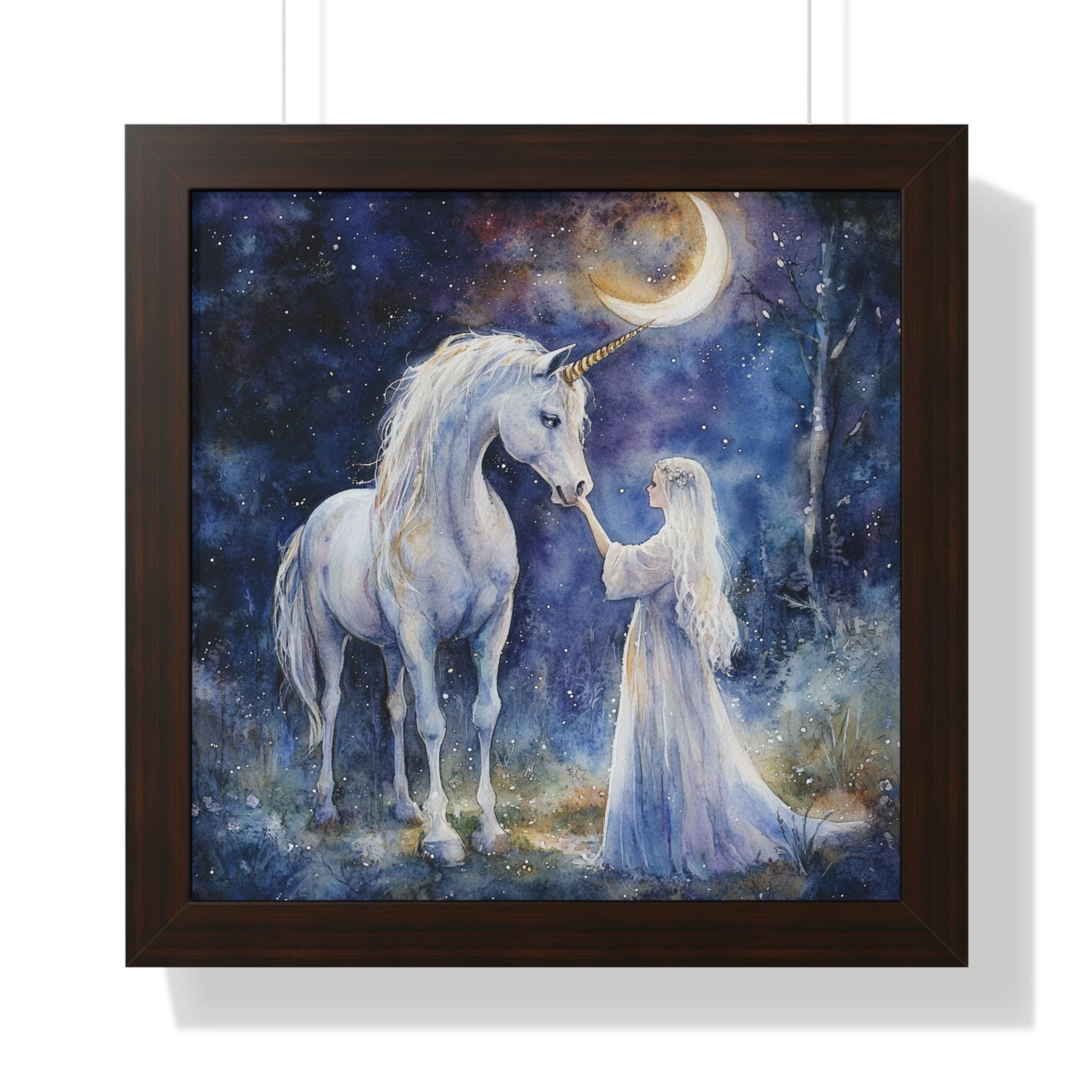 ユニコーンの絵画 額入りポスター ウォールアート、ユニコーン