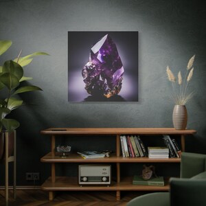 Modern Amethyst Purple Gemstone Canvas Wall Art, Black Violet Crystal Wall Art, Luxury Geode Art, Miners Precious Stone Farmhouse Decor image 7