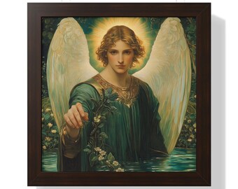 Aartsengel Raphael Healing Decor ingelijste verticale poster, christelijke geschenken, beschermingsdecor Print kunst aan de muur, religieus kunstwerk, woondecoratie