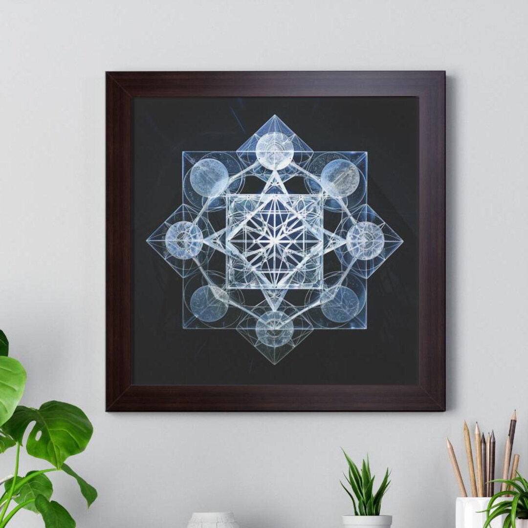 Geometric Metatron Cube Framed Wall Hanging Art Decor, Spiritual Sacred ...