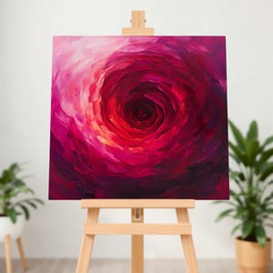 Red Rose Watercolor Canvas Wall Art, Elegant Flower Painting, Botanical Floral Art, Abstract Canvas Print, Romantic Wall Art, Bedroom Decor