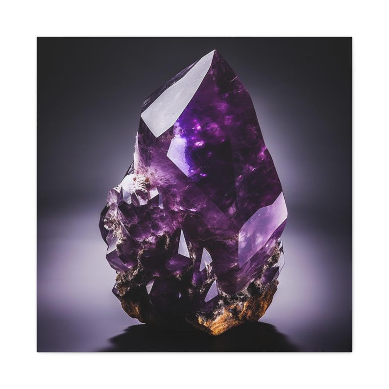 Modern Amethyst Purple Gemstone Canvas Wall Art, Black Violet Crystal Wall Art, Luxury Geode Art, Miners Precious Stone Farmhouse Decor image 4