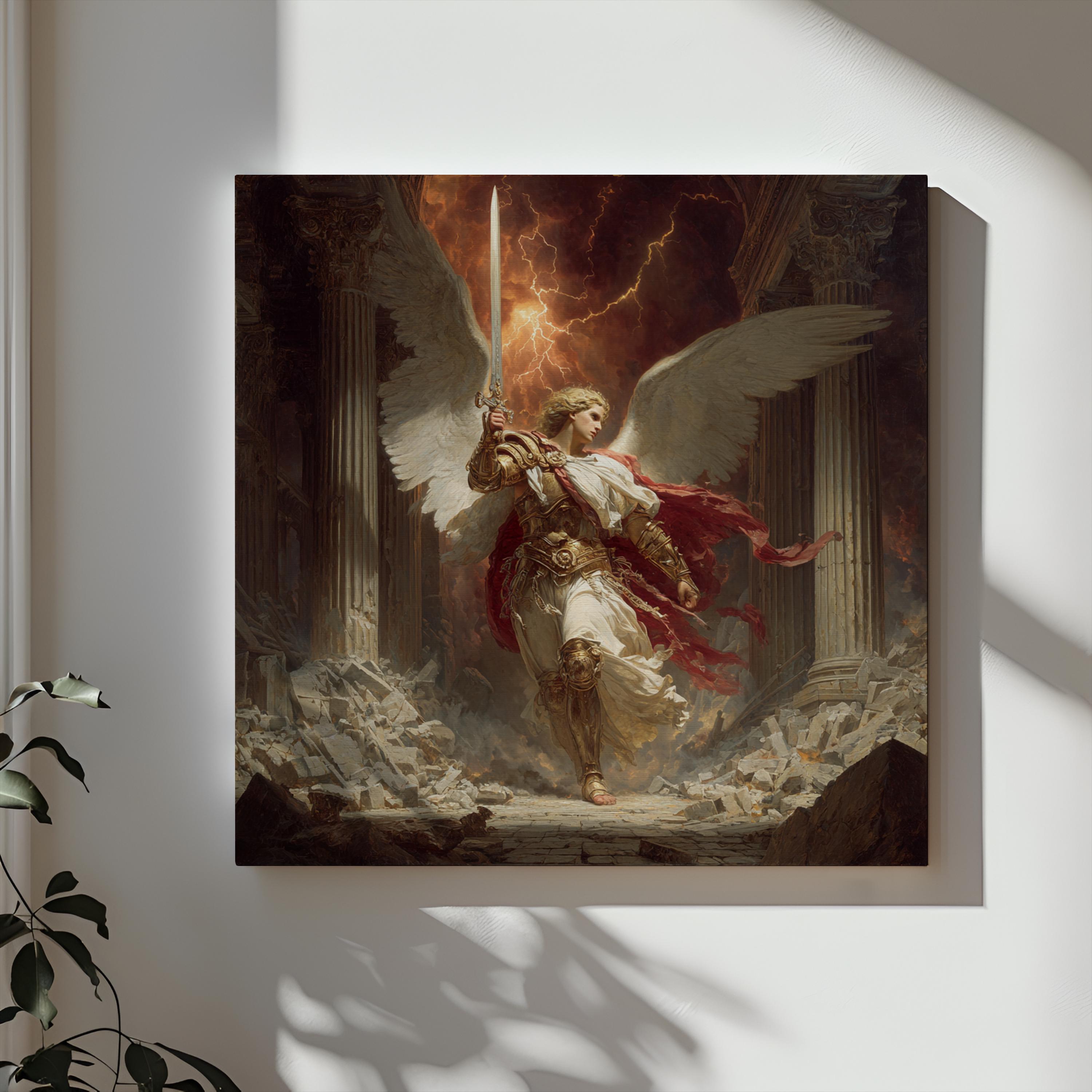 Uriel Archangel Canvas Wall Art, Christian Wall Decor, Religious