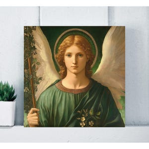 Archangel Raphael Matte Canvas Wall Art, Christian Gifts, Healing Protector Home Decor, Religious Painting Wall Decor, Sick Patient Gift