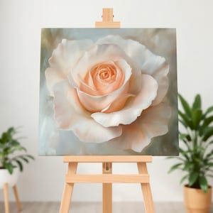 White Rose Canvas Wall Art, Floral Home Decor, White Rose Painting , Living Room Decor, Romantic Canvas Art, Feminist Wall Art, Home Decor