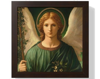Aartsengel Raphael Healing Decor ingelijste verticale poster, christelijke geschenken, beschermingsdecor Print kunst aan de muur, religieus kunstwerk, woondecoratie