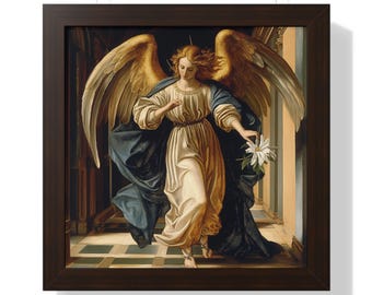 Póster cuadrado enmarcado con pintura del Arcángel Gabriel, decoración de pared de arte religioso, impresión cristiana de ángel celestial, decoración espiritual para el hogar, religioso