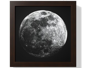 Póster enmarcado de luna llena, regalo conmemorativo de eclipse lunar, arte espacial en blanco y negro, regalos de astronomía de astronautas, decoración de pared de eclipse