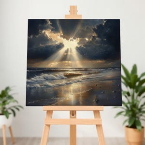 Beach Canvas Wall Art, Resort Wall Art, Nautical Gifts, Coastal Home Decor, Sunrise Ocean Print, Seaside Landscape, Beach Sunset Painting