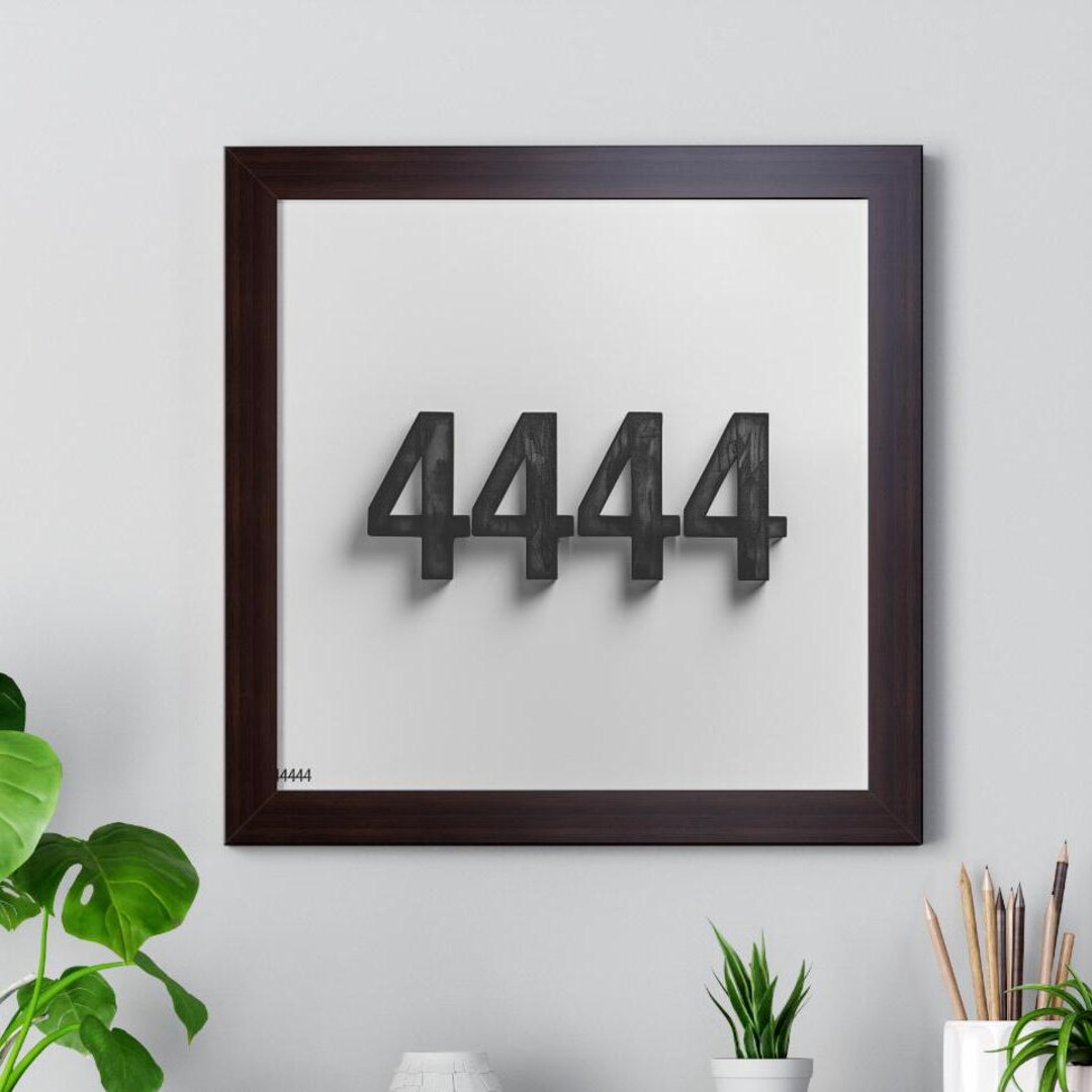 Numbers 4344 4444 Angel Numbers Framed Wall Hanging Living Room Decor, Above Couch ...