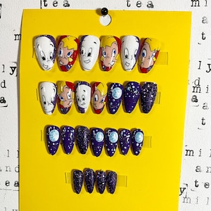 Casper & Wendy: Hand Painted Press On Nail Set(24 pc)