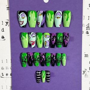 Maleficent: Hand Painted Press On Nail Set (24 pc)